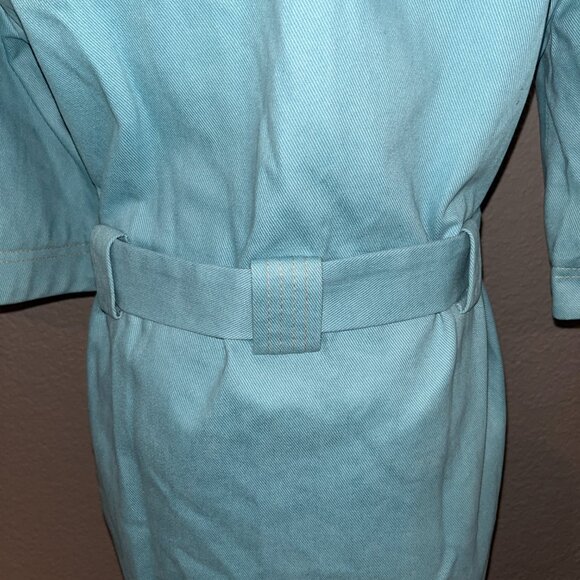 STINE GOYA TURQUOISE DENIM BUTTON FRONT BELTED SHIRT DRESS - EUC - EXTRA SMALL - Picture 9 of 13